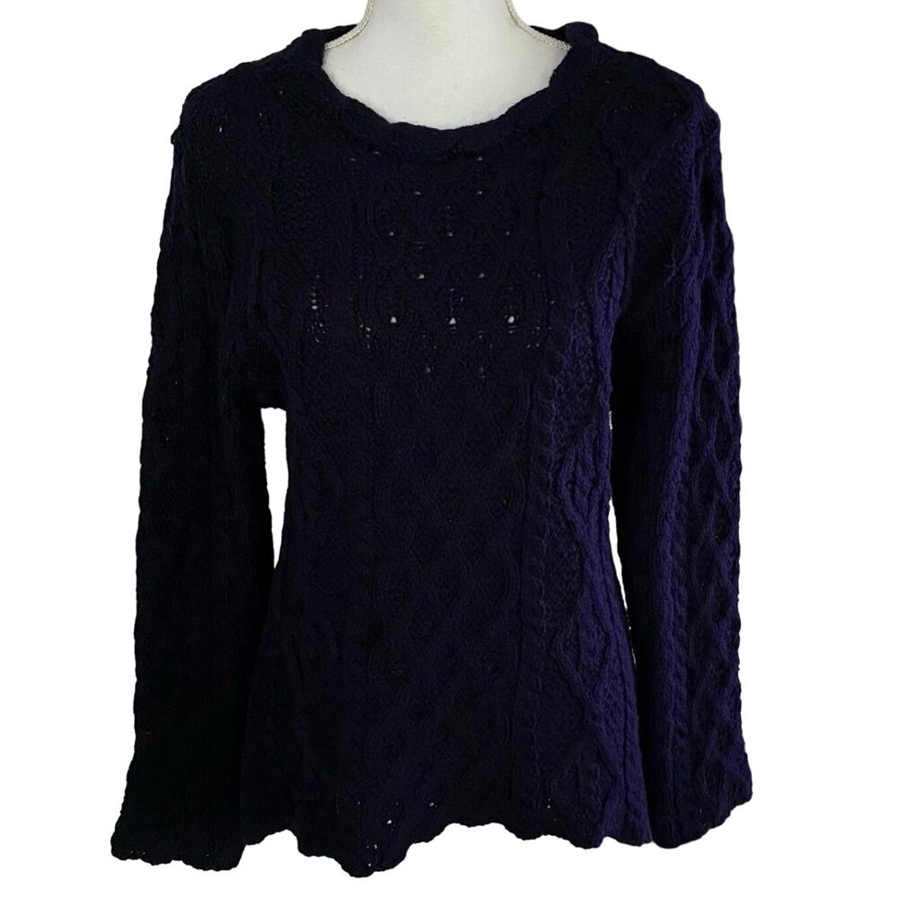 Peregrine Size S 100% Wool Sweater Navy Blue Made in England
